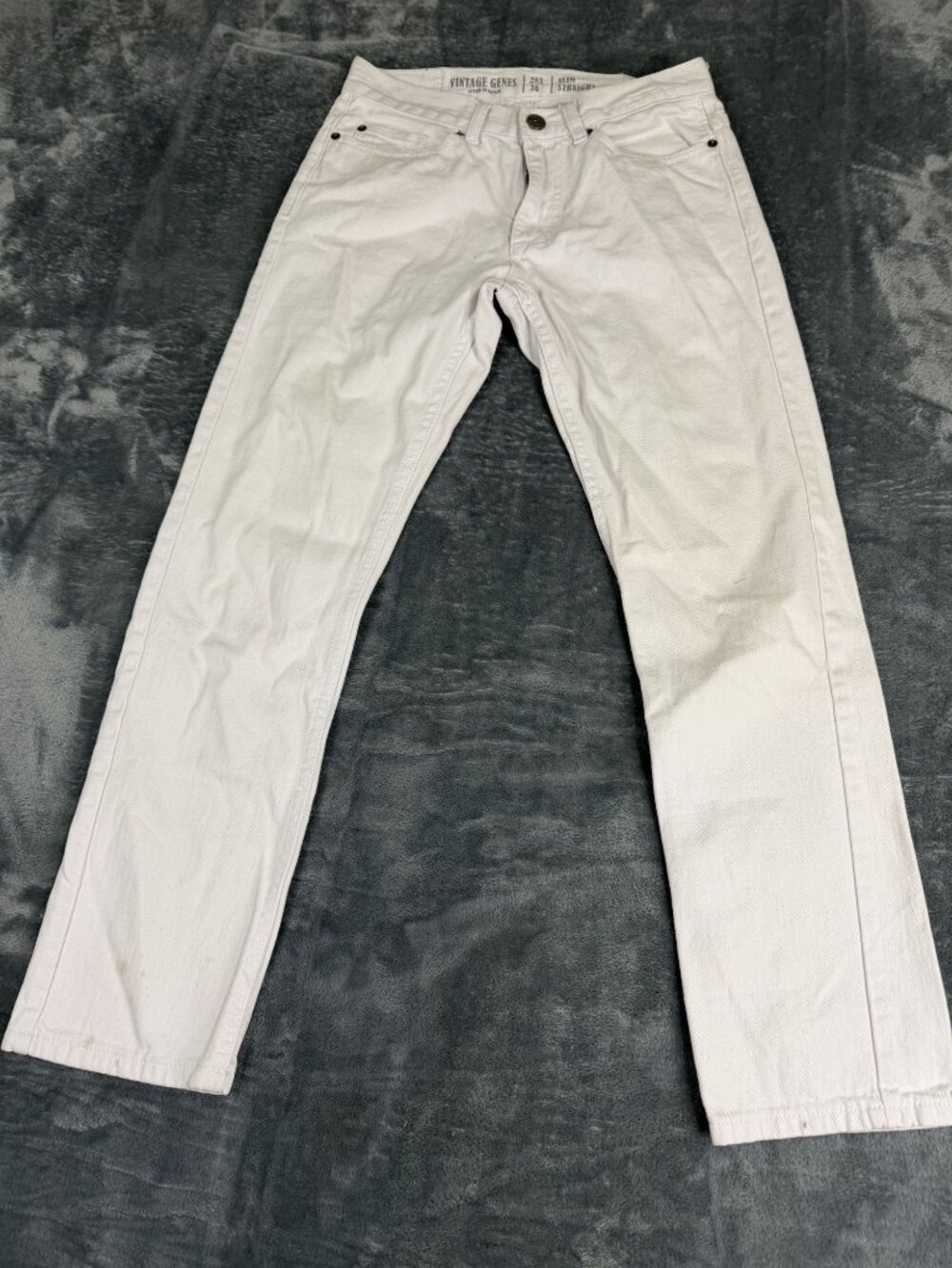 Vintage Genes Mens White Slim Straight Jeans 28x30